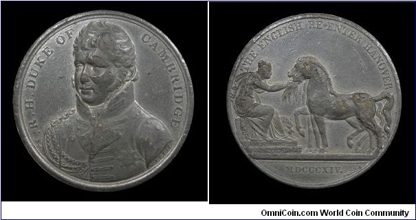 The English re-enter Hanover. The Duke of Cambridge - White metal medal (Mudie Series) - mm 41