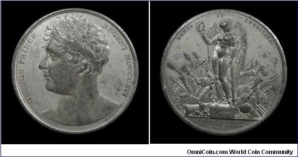 Treaties of Paris (1814/15) Mudie Series - White metal medal - mm. 41