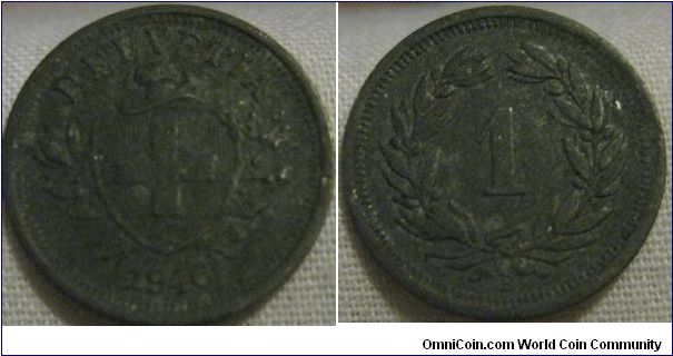 1946 zinc 1 rappen, EF if it wasn't for the oxidization