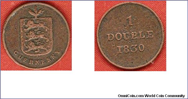 1 double
arms of Guernsey
copper