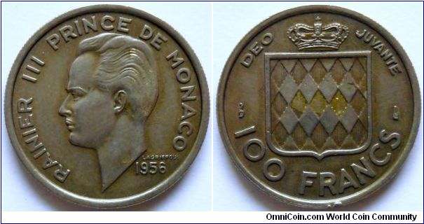 100 francs.
1956, Prince Rainier III