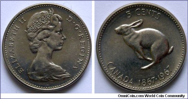 5 cents.
1967, Centennial -Rabbit