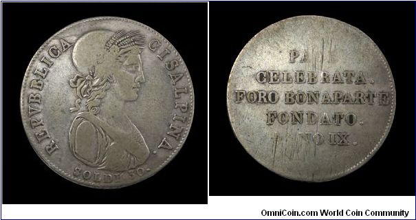 Peace of Luneville / 30 Soldi of Cisalpine Republic - Commemorative coin mm. 30 Silver