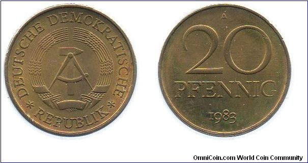Democratic Republic of (East) Germany 1983 20 pfennig