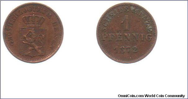 Hesse Darmstadt 1872 1 pfennig