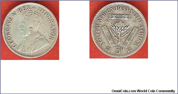 3 pence
George V, king and emperor
protea flower
0.800 silver