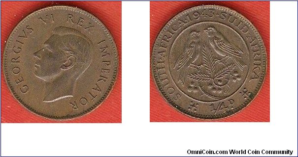 1/4 penny
George VI, king and emperor
sparrows
bronze