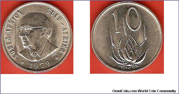 10 cents
President Diederichs
Aloe plant
nickel
bilingual coin