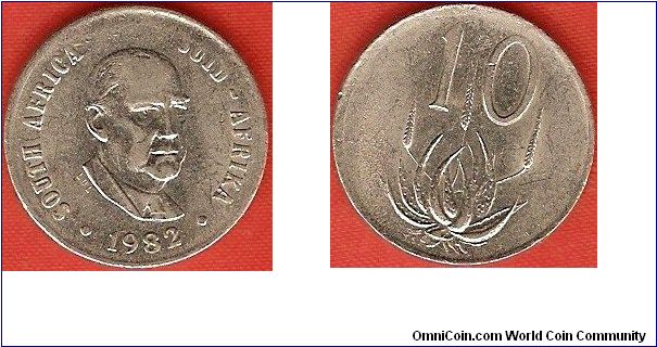 10 cents
President Vorster
Aloe plant
nickel
bilingual coin