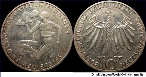 10 Deutsche Mark 1972-D Silver Commemorative