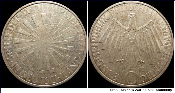 10 Deutsche Mark 1972-J Silver Commemorative
