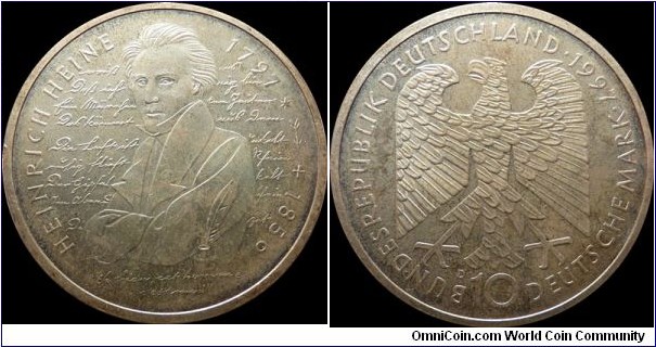 10 Deutsche Mark 1997-D Commemorative Silver