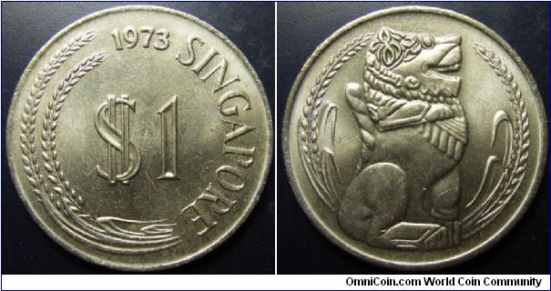 Singapore 1973 1 dollar. Uncirculated condition.