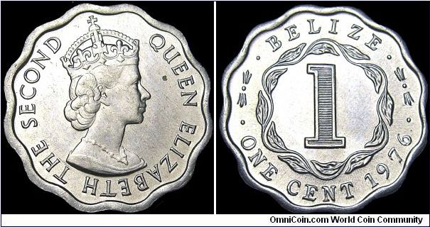 Belize - 1 Cent - 1976 - Weight 0,8 gr - Aluminum - Size 19,5 mm - Ruler / Elizabeth II (1952-) - Mintage 2 049 999 - Royal Mint / London - Shape : Scalloped - Edge : Plain - Reference KM# 33a (1976-2000)