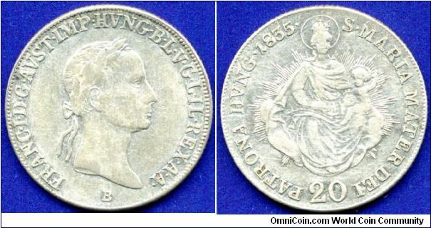 20 krajczar.
Francisc I (1805-1835) Emperor of Austria & King of Hungary.
'KB'- Kremnitz mint.


Ag583f. 6,68gr.