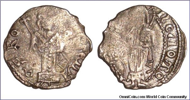 SERBIA~AR Posthumous Dinar 1389> AD. Issued after the defeat and execution of Prince: Lazar at the 'Battle of Kosovo' in 1389.