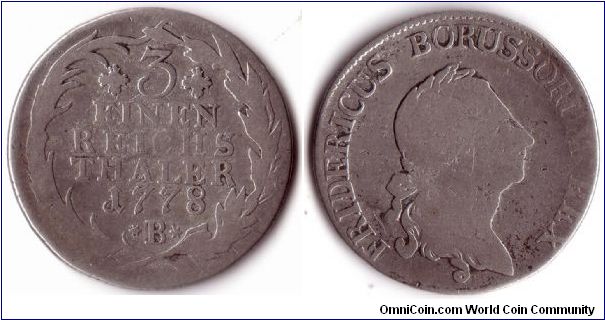 1/3 Thaler, Prussia,  minted during the reign of Frederick the Great (Friedrich der Grosse) King of Prussia