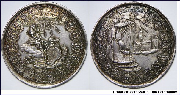German States - Hildesheim-Bistum Sede Vacante Silver Medal 1761 v Thiebaud. 55 mm, 43.8g.
