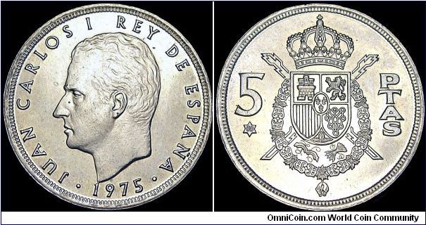 Spain - 5 Pesetas - 1980 (1975) - Weight 5,75 gr - Copper / Nickel - Size 23 mm - Ruler / Juan Carlos I (1975-) - Minted in Madrid - Mintage 322 000 000 - Edge : Reeded - Reference KM# 807 (1976-80)