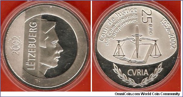 25 euro
Court of Justice of the European Communities
0.925 silver
mintage 20,000
