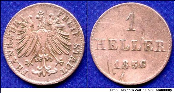 1 heller.
Freie Stadt Frankfurt.
Mintage 484,000 units.


Cu.