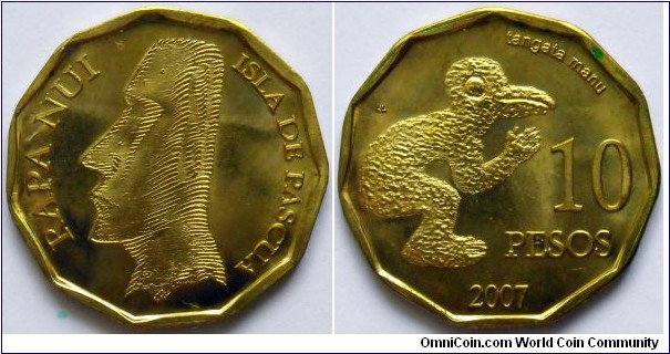 10 pesos.
2007, Easter Island.
Tangata Manu - birdman.