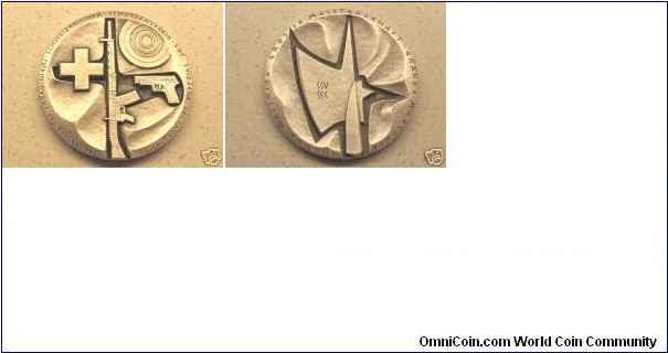 Swiss Medal.
Schweizer Schützenverein Grosse Meisterschafts-Médaille. 70MM