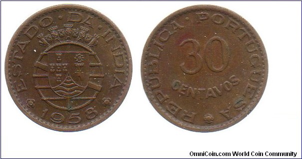 Portuguese India 1958 30 centavos