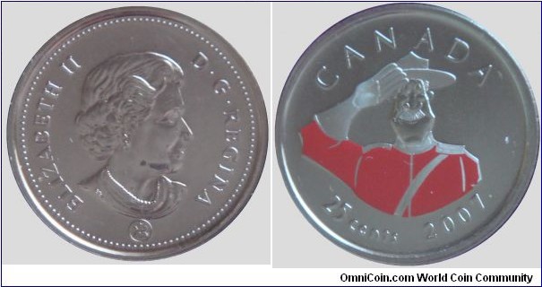 Canada, 25 cents, 2007  Canada - MacLean of the Mounties, nickel coloured coin