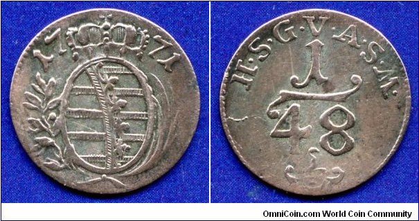 1/48 Thaler.
Sachsen-Gotha-Altenburg.
Friedrich III (1732-1772).


Bilon.