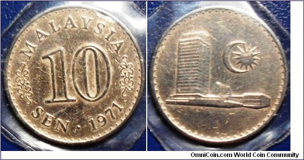 Low Mintage Malaysia 1st issued 10 Sen Year 1971