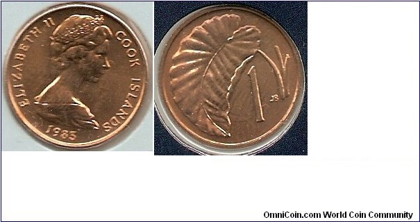 1 Cent 
Elizabeth II by Arnold Machin
Taro leaf
reverse design by James Berry
bronze