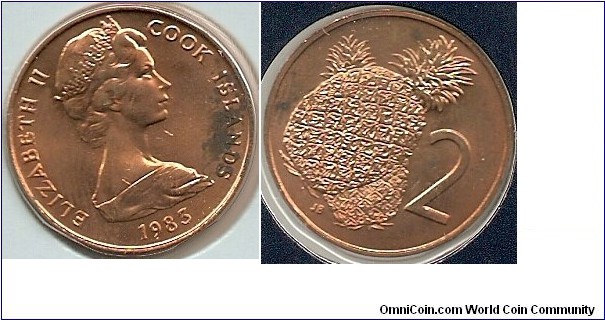 2 Cents 
Elizabeth II by Arnold Machin
Pineapple
reverse design by James Berry
bronze