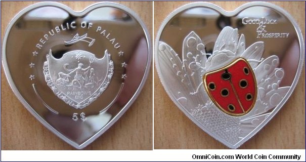 5 Dollars - Lady bug - 25 g Ag .999 Proof (cloisonné insert) - mintage 2,500