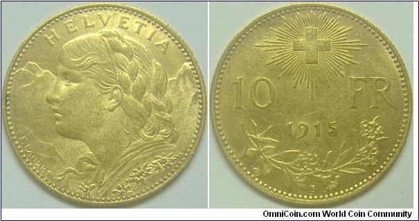1915-B 10 francs - Switzerland