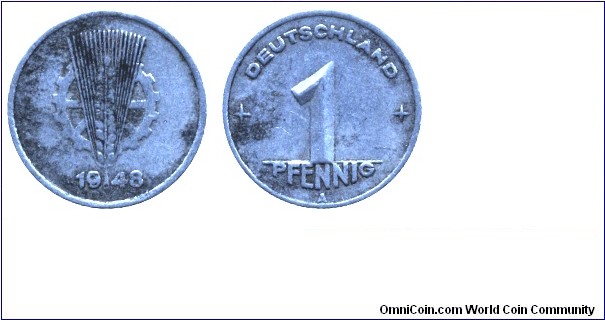 Occupied German Empire, 1 pfennig, 1948, Al, MM: A (Berlin).