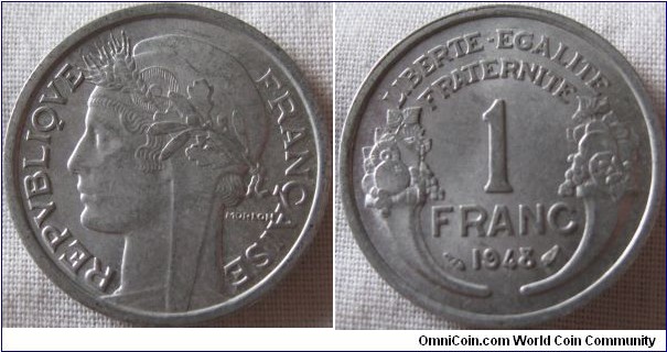 high grade 1948 franc, vewry little circulation