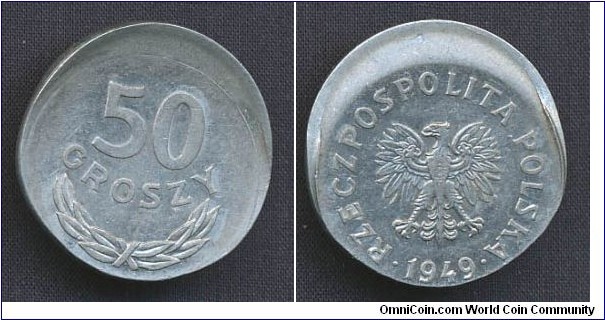 Communist-rule 50 Groszy 13% offcent struck