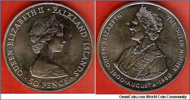 20 Pence
80th Anniversary of Queen Elizabeth the Queen Mother 1900 . August 4 . 1980
copper-nickle