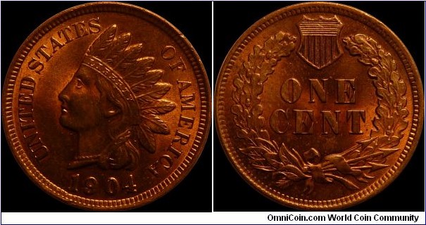 1904-P Indian Head Cent ~ Plenty of Mint Red remaining