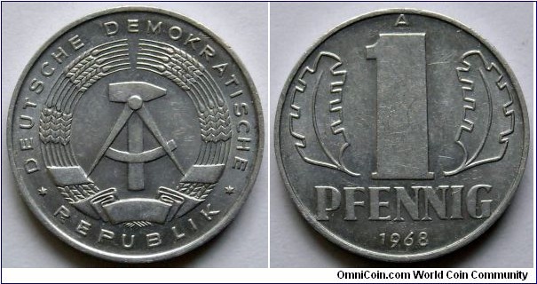 1 pfennig.
1968, East Germany.