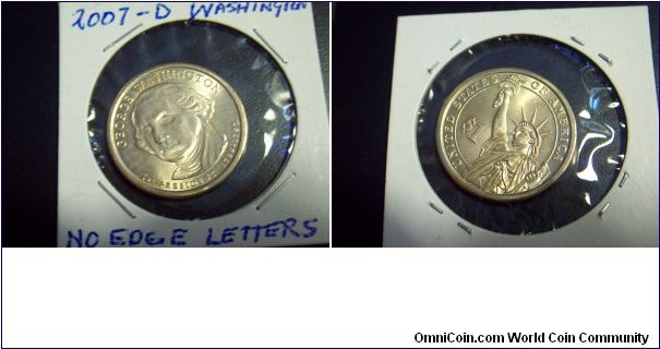 2007 WASHINGTON DOLLAR NO EDGE Letters (GENUINE REAL)