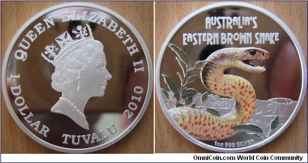 1 Dollar - Eastern brown snake - 31.13 g Ag .999 Proof - mintage 5,000