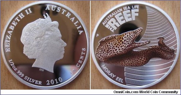 50 Cents - Australian sea life - Moray Eel - 15.57 g Ag .999 Proof - mintage 10,000