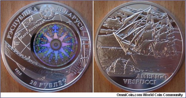 20 Rubles - Amerigo Vespucci - 28.28 g Ag .925 BU (with hologram) - mintage 7,000