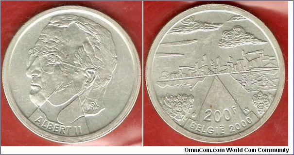 200 francs
Albert II
Dutch legend : the City
0.925 silver
Brussels Mint
designer: Laenen