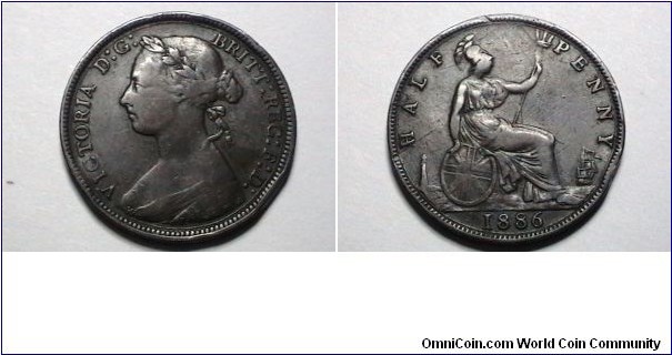 Great Britian 1886 Half Penny 