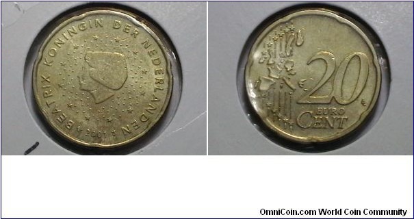 Netherlands 2001 20 cent Euro 