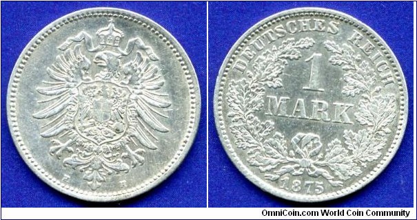 1 Mark.
German Empire.
*H* - Darmstadt mint.
Mintage 2,300,000 units.


Ag900f. 5,55gr.