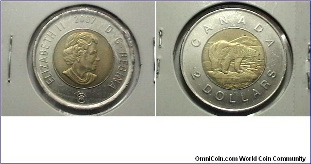 Canadian 2007 2 dollar coin 